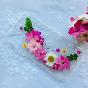 ほぼ全機種対応 押し花 スマホケース No.610】ハンドメイドの押し花
