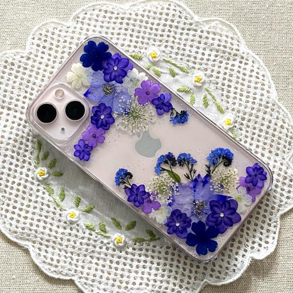 【ほぼ全機種対応 押し花 スマホケース No.610】ハンドメイドの押し花スマホケース 押し花をＵＶ...