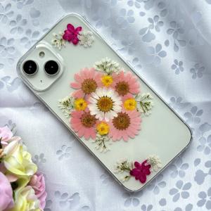 ハンドメイド押し花スマホケース　全機種対応iphone/GALAXY/AQUOS ほぼ全機種対応スマホケース❁】押し花スマホケース NO.692（着日指定