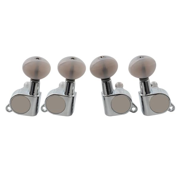 Musiclily L2+R2 ウクレレペグ 4弦 ウクレレ用、 クロームホワイトパールボタン