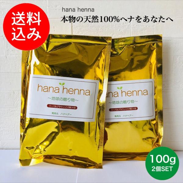 【メール便送料無料】hana hennaハナヘナ ハーバルブラウン（こげ茶）HB 2個SET 100...