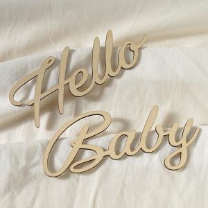 レターバナー Hello Baby ニューボーンフォト ウッドバナー 出産祝 誕生日 飾り 壁に貼るだけ インスタ映え 木製 おしゃれ かわいい lb0005｜hanakagure