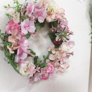 ◆桜のリース【K】 リース 壁掛け 造花 ギフト 玄関 新築祝い 結婚祝い
