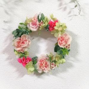 ◆直径18cmピンクのバラのリース◆アーティフ...の詳細画像1