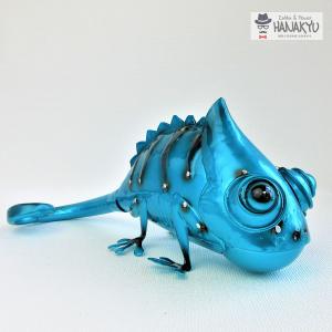 置物 おしゃれ オブジェ インテリア ブリキ カメレオン ブルー ユニーク かわいい ハンドメイド ギフト プレゼント アイアン｜hanakyu