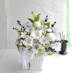 プリザーブドフラワー 仏花 お供え 花 白 お...の詳細画像1