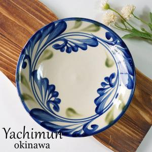 やちむん 7寸プレート 7寸皿 線彫り花ぐー あめ 陶眞窯 沖縄 焼物