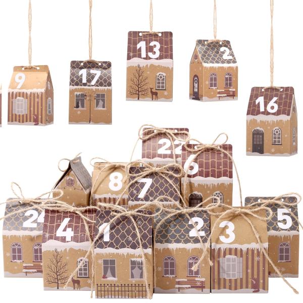 LEMESO アドベントカレンダー 2025 箱 手作り 24枚セット クリスマス ラッピング