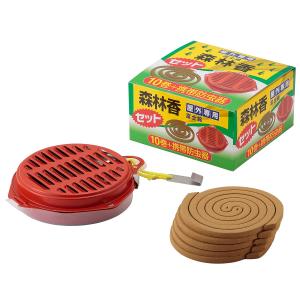 防虫線香(Bouchusenko) アウトドア キャンプ 防虫 森林香10巻 携帯防虫器セット