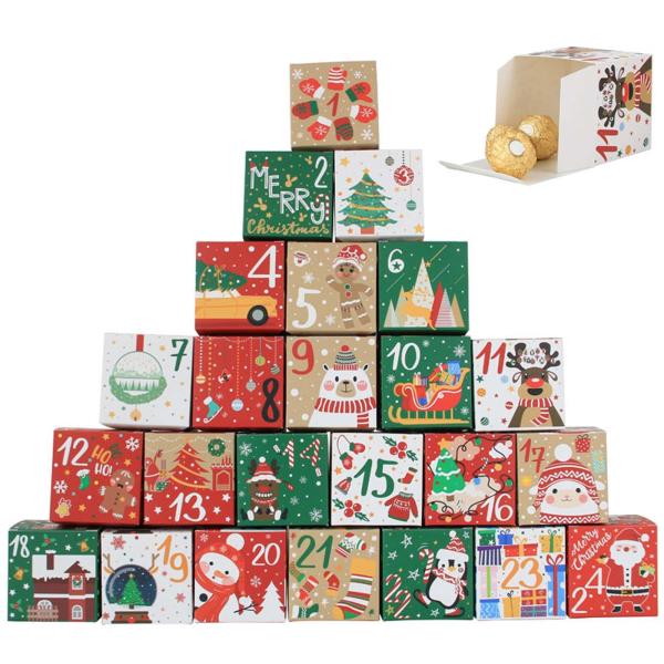PAVIKE 2024クリスマスアドベントカレンダー 箱だけ 24個セット 7*7*7cm 手作り