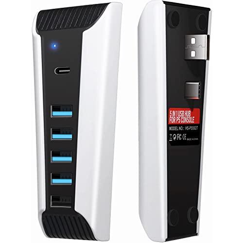 AQIDAP PS5用ハブ USB高速拡張ハブ充電器エクステンダー Playstation 5ゲーム...