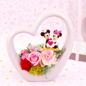 ミッキー ミニー ハートコンポート プリザーブドフラワー入 造花 アレンジ　ディズニー ギフト