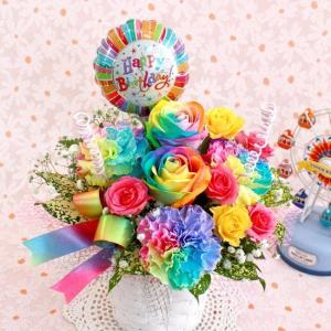 バルーン電報 花ギフト 花模様 レインボーローズ Yahoo ショッピング