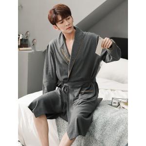 バスローブ ルームウェア メンズ 春夏秋 ロング丈 ガウン