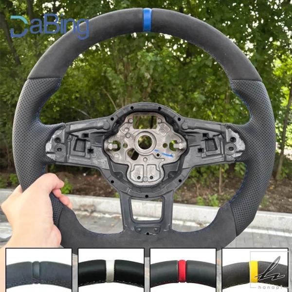 【並行輸入品】ステアリングホイール スポーツ ハーフ アルカンターラ レザー パンチング加工 VW ...