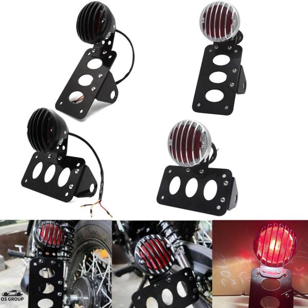 並行輸入品 汎用 12V バイク サイド マウント テールライト w/ ナンバー プレート ブラケッ...