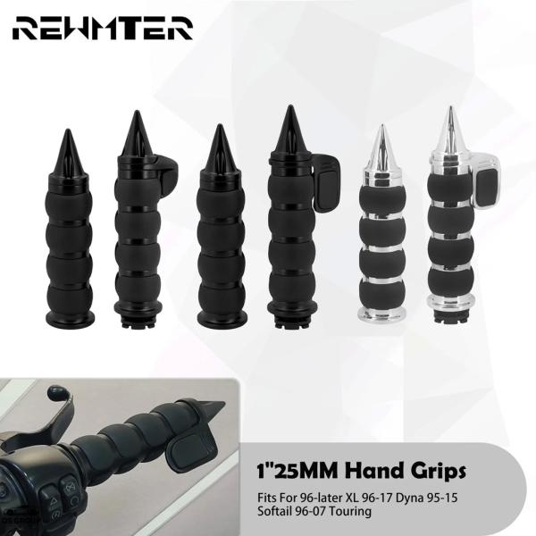 【並行輸入品】 バイク 1" ハンドル バー ブラック/メッキ ハンド グリップ ハーレー スポーツ...
