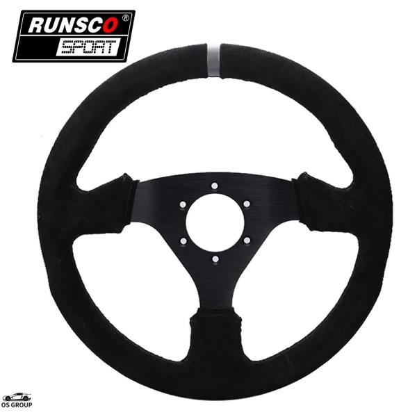 【並行輸入品】 13.5インチ 330mm レーシング ステアリング ハンドル スエード レザー レ...