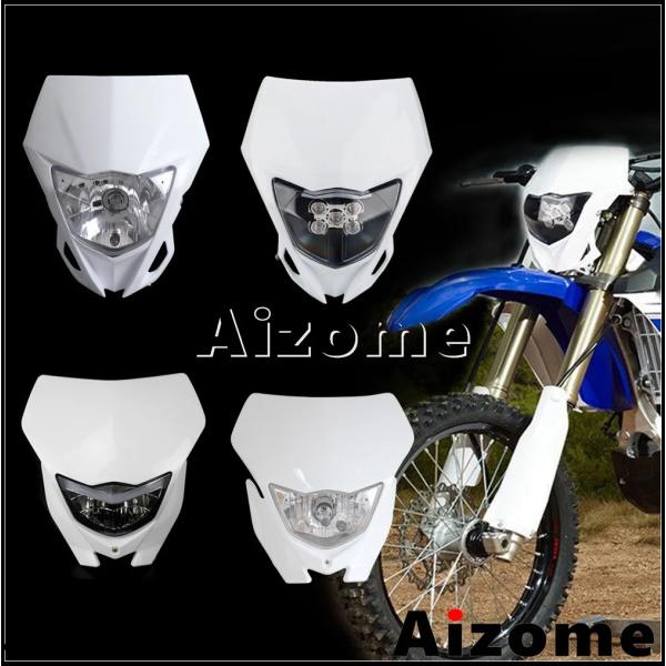 【並行輸入品】 ホワイト ブルー WR LED スポーツ モトクロス ヘッド ライト ランプ フェア...