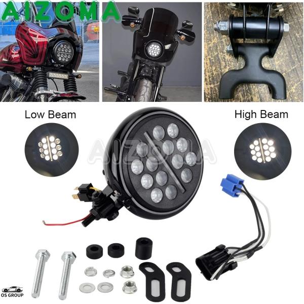 【並行輸入品】 5.75" H4 LED ヘッドライト Hi/Lo ビーム DRL ハーレー ソフテ...