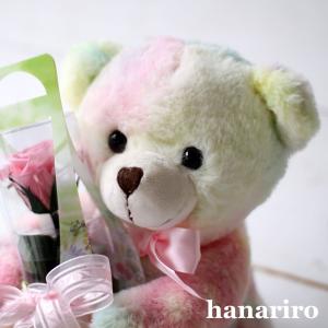 虹色クマさんと一輪の薔薇/プリザーブドフラワーの詳細画像3