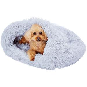 ペティオ (Petio) 犬猫用ベッド 乗れてもぐれる ふわふわドームベッド ワイド ムーングレイ