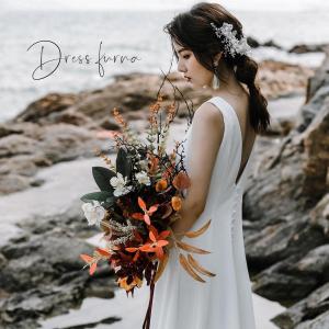 ウエディングドレス 購入 ノースリーブ 白 花嫁ドレス