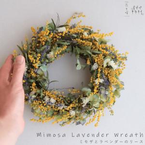 ミモザのリース S フレッシュ ドライ 玄関 20~23cm 小さめ 送料込