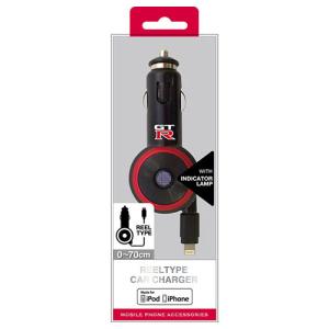 NISSAN 公式ライセンス品 GT-R REEL CAR CHARGER FOR IPHONE BLACK NRMDJ-R1BK｜hanatech-interior