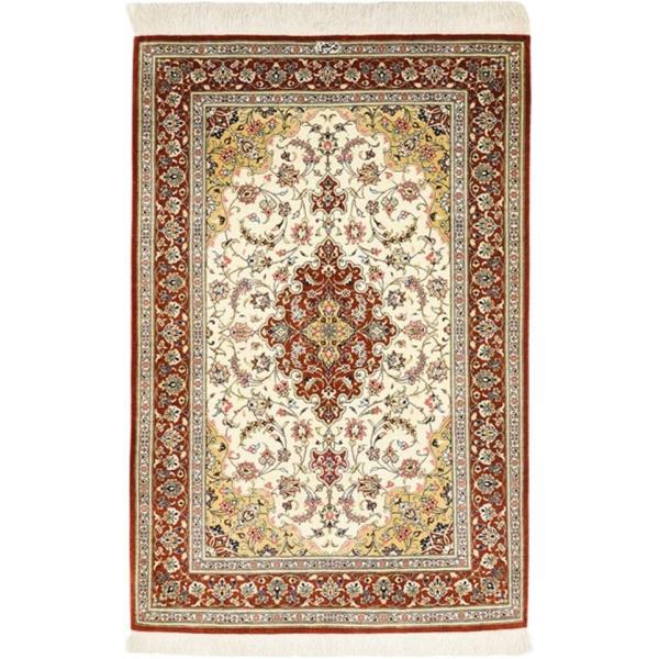 ペルシャ 絨毯 クム シルク 手織 マット ナジャビ工房 ザロチャラク(約80×120cmサイズ)4...