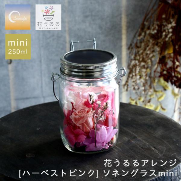 ＼防災グッズにも／プレゼント ソネングラス×花うるる『ハーベストピンクmini』保証書 ランタン l...