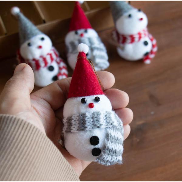 クリスマス 雑貨  [cm1496ふわふわフェルトオーナメントBOX しましまマフラーの スノーマン...