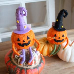 ハロウィン 雑貨『羊毛フェルト オーナメント 3段かぼちゃタワー hw594