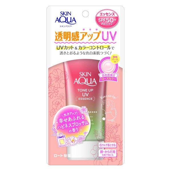 ロート製薬 スキンアクア トーンアップＵＶエッセンス ハピネスオーラ ローズカラー 80g(4987...