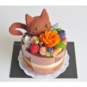 フラワーケーキ 猫 プリザーブドフラワー 誕生日 プレゼント 条件付き送料無料 ニャンコ シナモン ココアケーキ