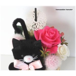 猫好きさんへ 黒猫のプリザーブドフラワー 高さ...の詳細画像3