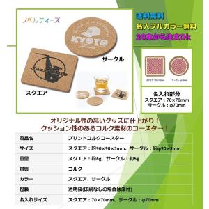 プリントコルクコースター 名入れ黒色のみ 小ロ...の詳細画像1