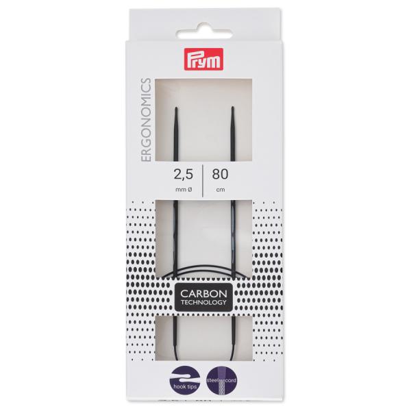 《Prym》プリム・エルゴノミック 輪針　カーボンタイプ　 全長80cm/1号(2.5mm）　エルゴ...
