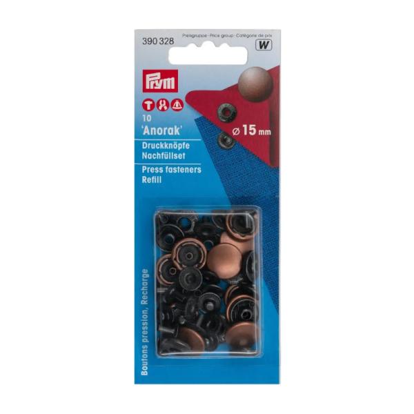 《Prym》プリム・スナップ　アノラック　オールドカッパー　径15mm/10セット入　リフィール　3...