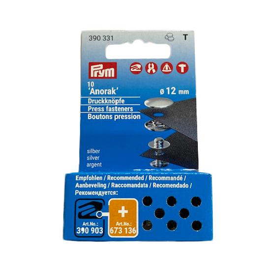 《Prym》プリム・スナップ　アノラック　径12mm/10セット入　リフィール　シルバー　ナイロン地...