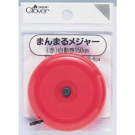 クロバー まんまるメジャー 赤 巻尺 自動巻き取り式