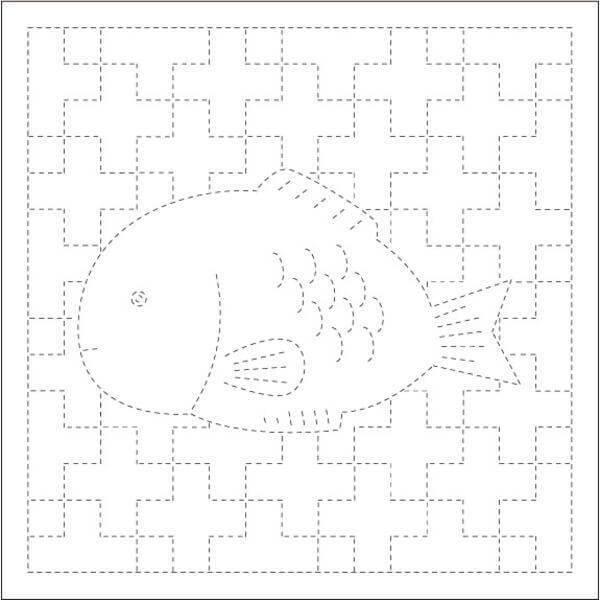 ダルマ 刺し子ふきん 模様刺し 鯛と十字つなぎ 白 刺し子布 さしこ 刺し子 ふきん 横田