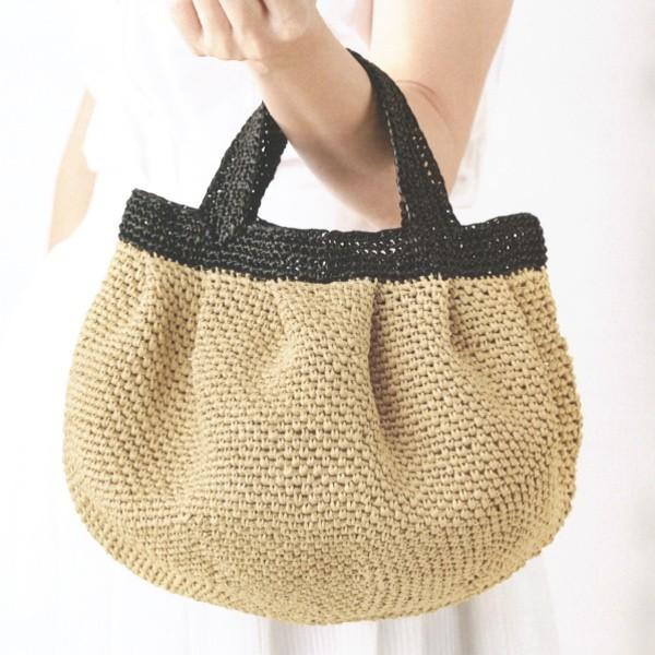 編み図付きキット よね編みのタック入りバッグ H167-205-208 エコアンダリヤ バッグキット...