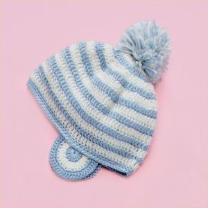 ベビー 編み物 キット 耳当てつきボーダーキャップ 編み図付き