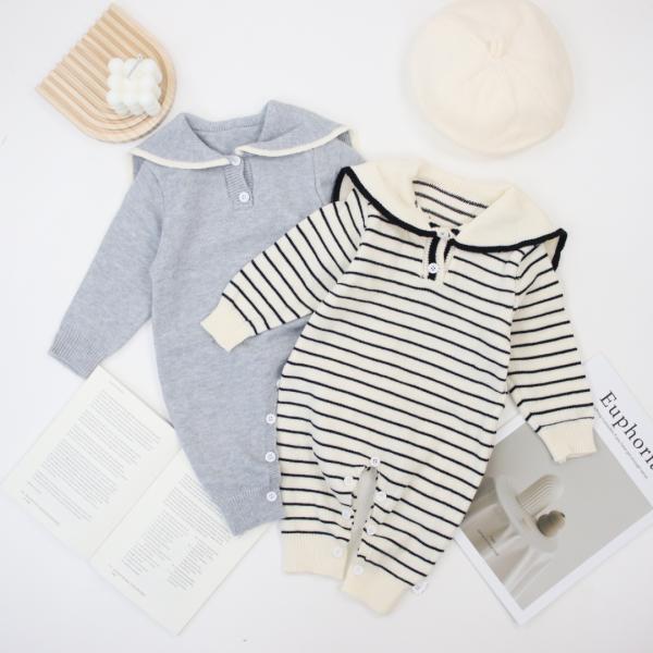 ベビー服 カバーオール ロンパース 長袖 男の子 女の子 ベビー セーラー ニット ニットロンパース...