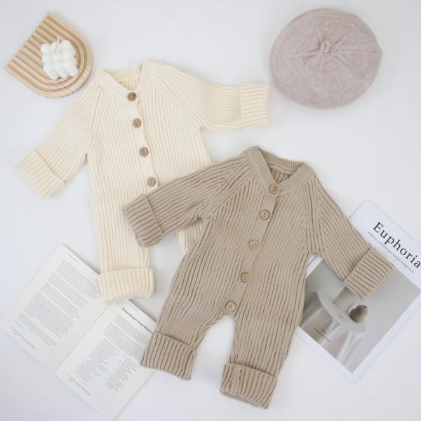 ベビー服 カバーオール ロンパース 長袖 男の子 女の子 ベビー ニット ニットロンパース リブ 春...