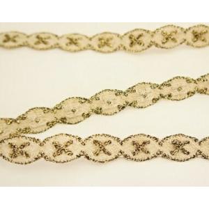 トーションレース 麻×ゴールド(黒ラメ)　日本製 15mm巾 No.7266
