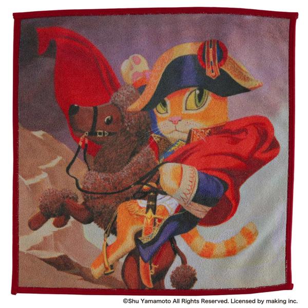 キャットアート　スマホ・メガネ拭き ハンカチ　アルプスを渡るニャポレオン/ジャック・ルイ・ニャビッド