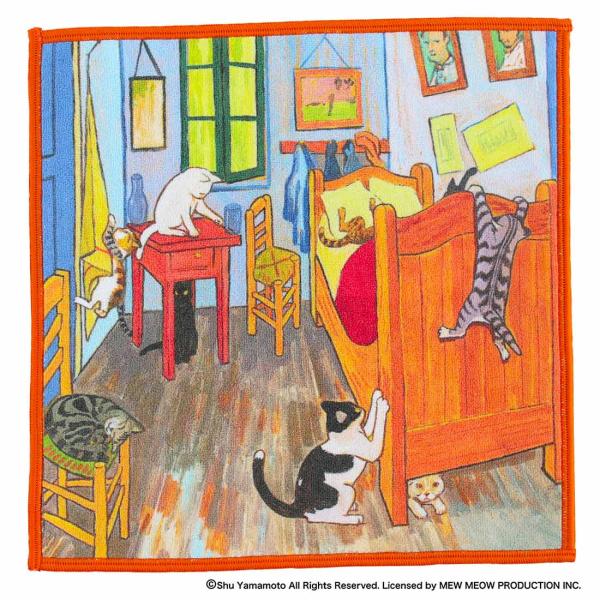 キャットアート　スマホ・メガネ拭き　ハンカチ　ニャッホの寝室/ヴィンセント・ヴァン・ニャッホ　