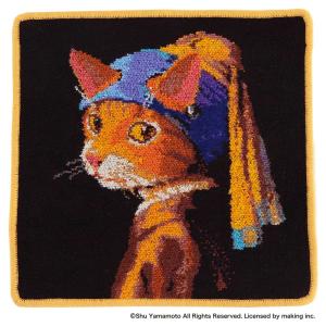 猫のイヤリングタオルハンカチ